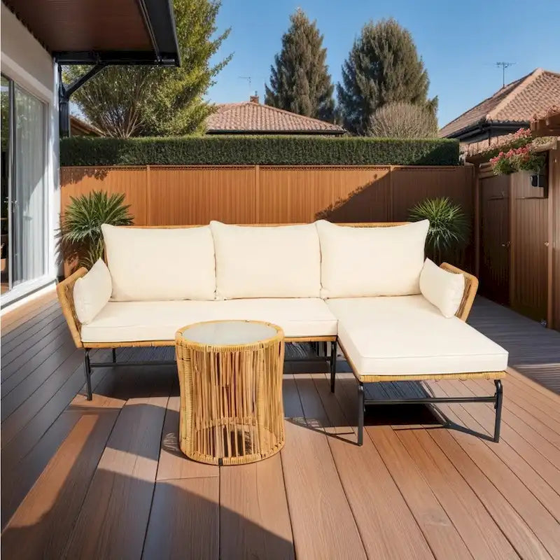 Ensembles de meubles de patio en osier MM 3 pièces
