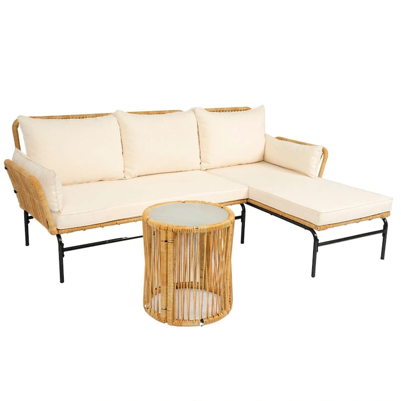 Ensembles de meubles de patio en osier MM 3 pièces