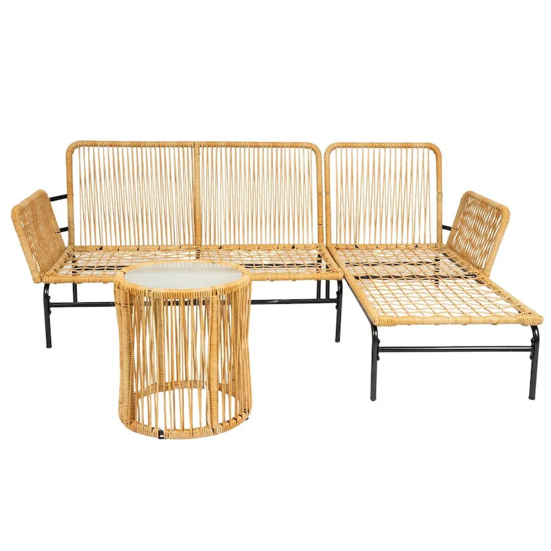 Ensembles de meubles de patio en osier MM 3 pièces