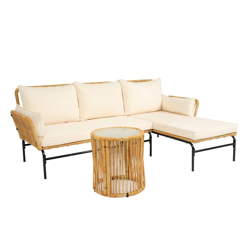 Ensembles de meubles de patio en osier MM 3 pièces