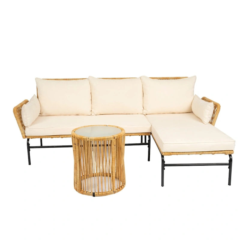 Ensembles de meubles de patio en osier MM 3 pièces