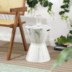 Tabouret de jardin en céramique finition marbre blanc African Drum 17.3 par