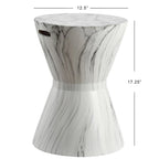 Tabouret de jardin en céramique finition marbre blanc African Drum 17.3 par