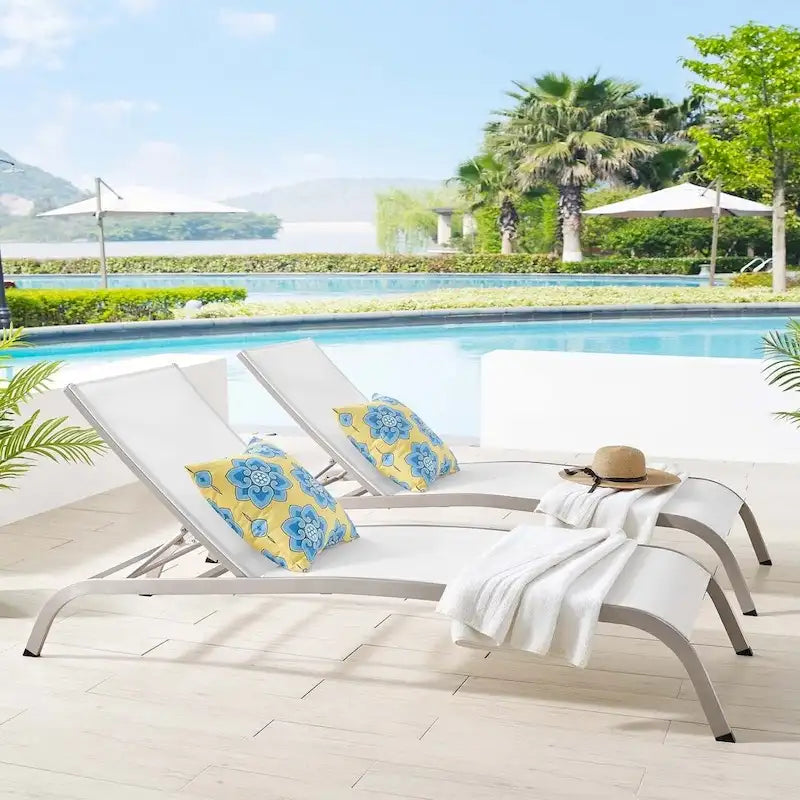Chaise longue d'extérieur en maille Wendu de Havenside Home (ensemble de 2)