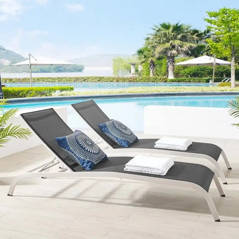 Chaise longue d'extérieur en maille Wendu de Havenside Home (ensemble de 2)