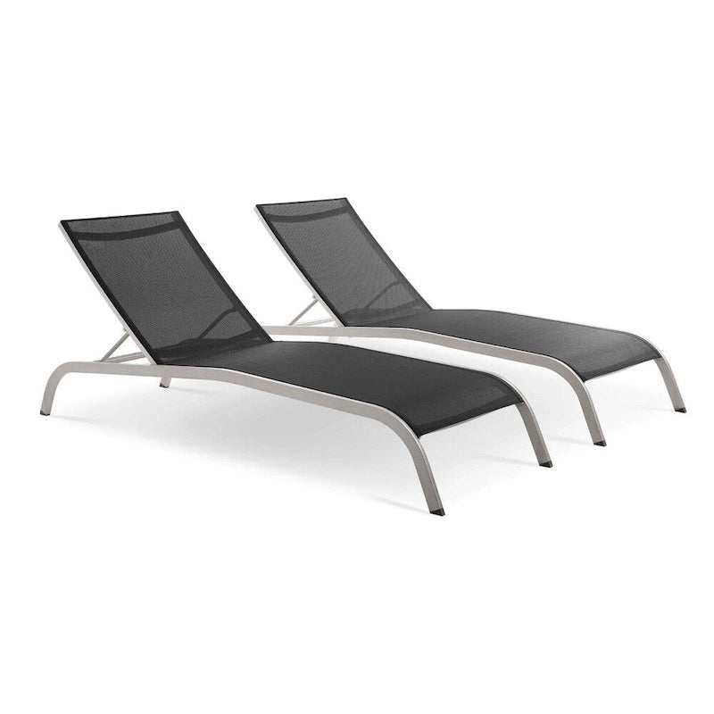 Chaise longue d'extérieur en maille Wendu de Havenside Home (ensemble de 2)