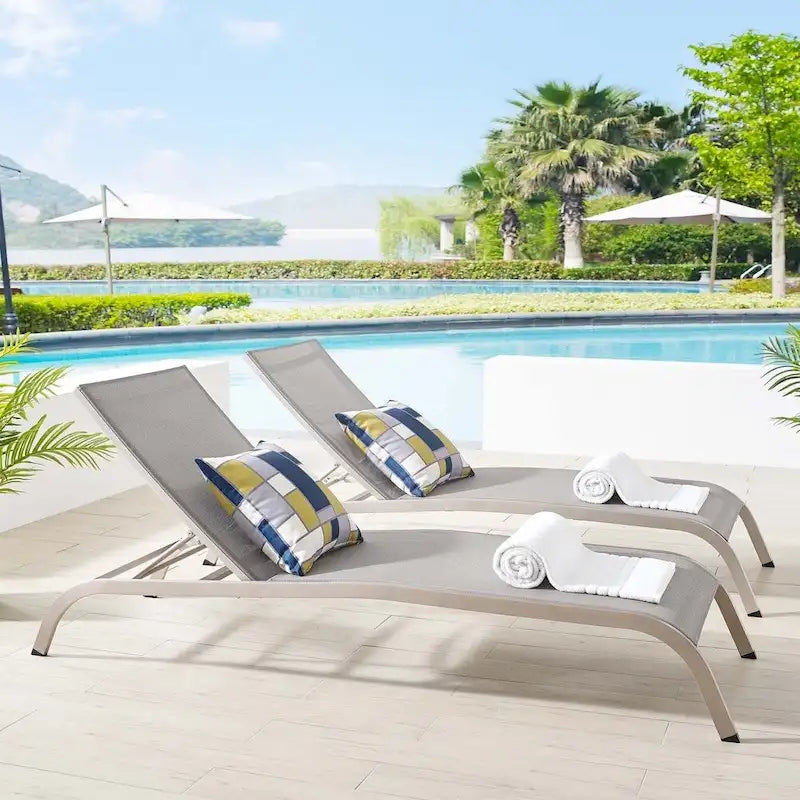 Chaise longue d'extérieur en maille Wendu de Havenside Home (ensemble de 2)