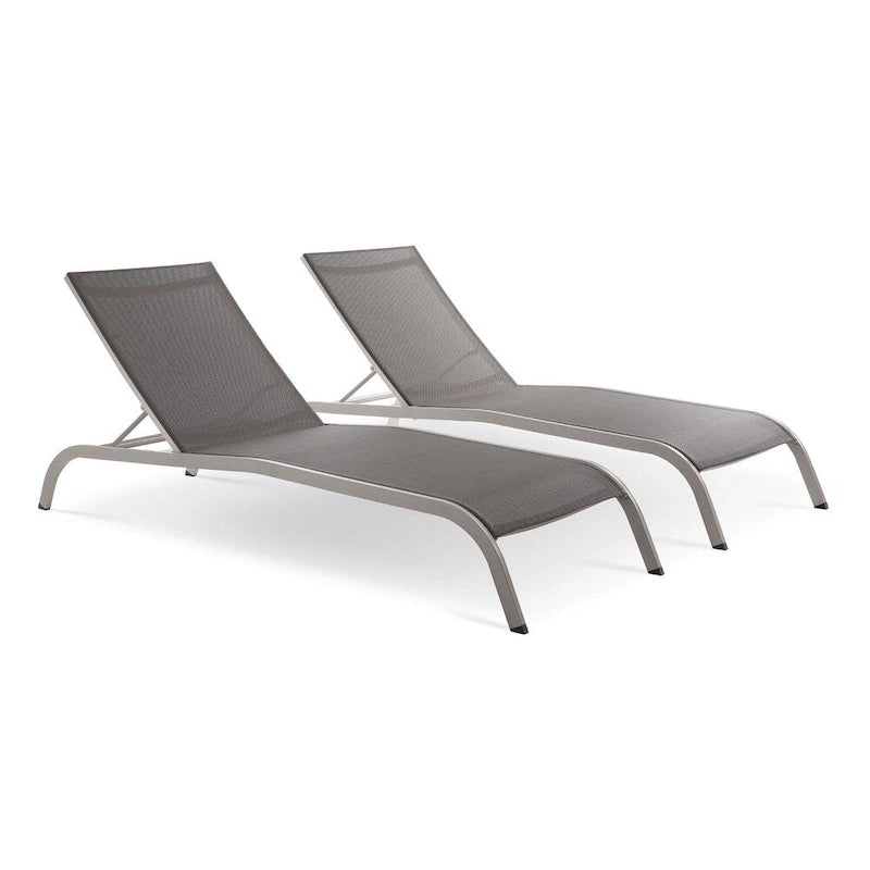 Chaise longue d'extérieur en maille Wendu de Havenside Home (ensemble de 2)