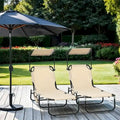2 Piece Steel Frame Folding Chaise Lounge with Canopy Shade and Pocket