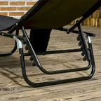 Chaise longue pliante en acier, composée de 2 pièces, avec auvent et poche.
