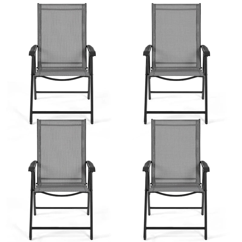 Yaheetech 4pcs Folding Dining Chairs Patio Dining Chairs with Backrest and Armrests