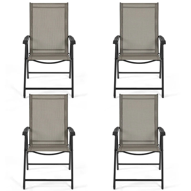 Yaheetech Lot de 4 chaises de salle à manger pliantes pour terrasse avec dossier et accoudoirs