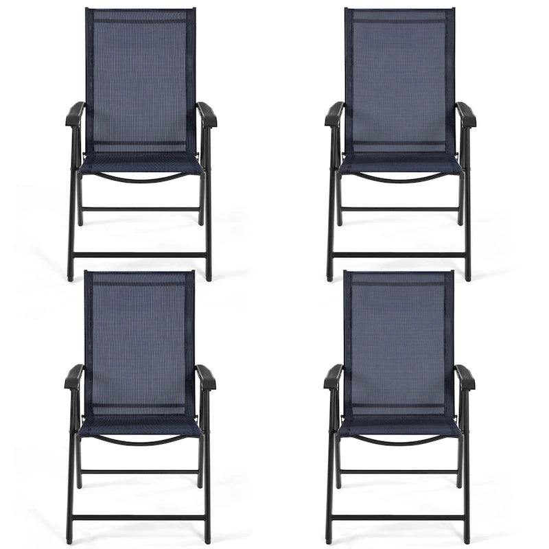 Yaheetech Lot de 4 chaises de salle à manger pliantes pour terrasse avec dossier et accoudoirs
