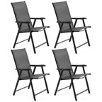 Yaheetech Lot de 4 chaises de salle à manger pliantes pour terrasse avec dossier et accoudoirs