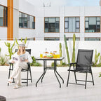 Yaheetech Lot de 4 chaises de salle à manger pliantes pour terrasse avec dossier et accoudoirs