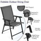 Yaheetech Lot de 4 chaises de salle à manger pliantes pour terrasse avec dossier et accoudoirs