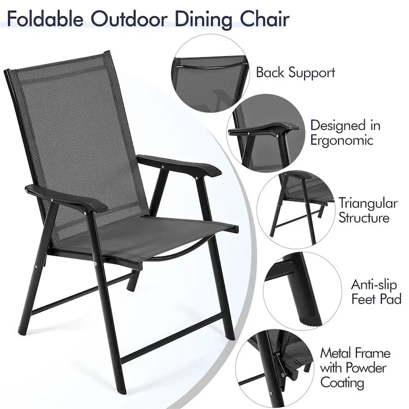 Yaheetech Lot de 4 chaises de salle à manger pliantes pour terrasse avec dossier et accoudoirs