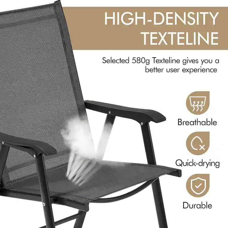 Yaheetech Lot de 4 chaises de salle à manger pliantes pour terrasse avec dossier et accoudoirs