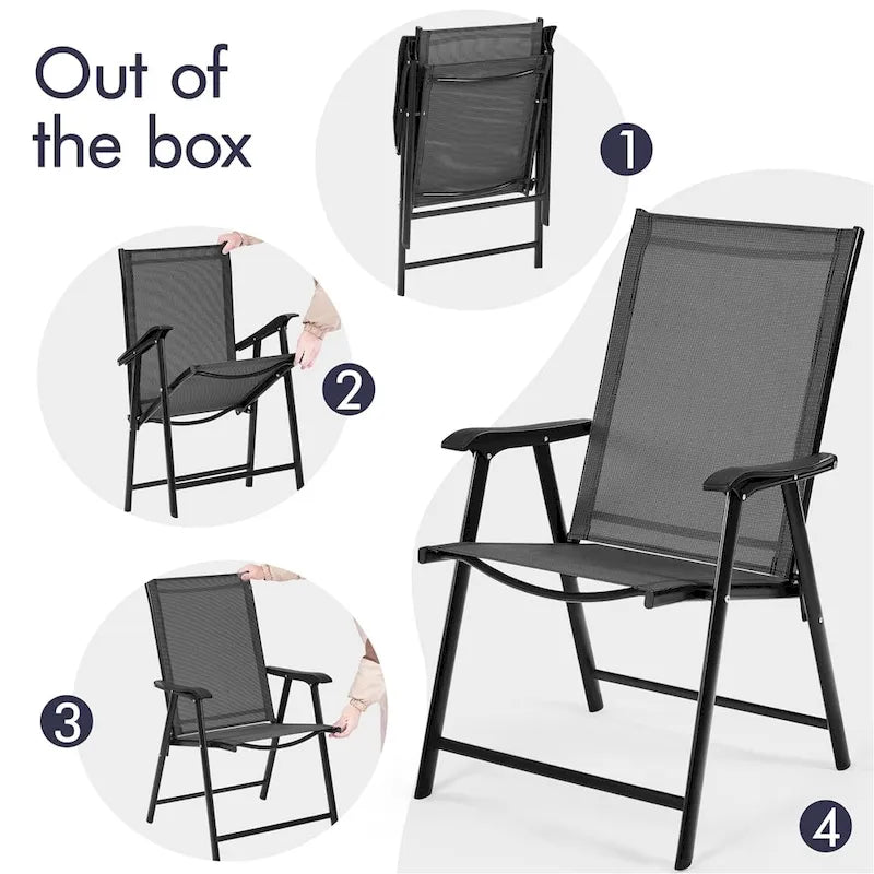 Yaheetech Lot de 4 chaises de salle à manger pliantes pour terrasse avec dossier et accoudoirs