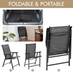 Yaheetech Lot de 4 chaises de salle à manger pliantes pour terrasse avec dossier et accoudoirs