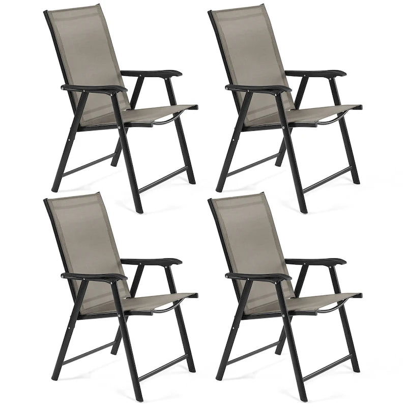 Yaheetech Lot de 4 chaises de salle à manger pliantes pour terrasse avec dossier et accoudoirs