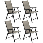 Yaheetech Lot de 4 chaises de salle à manger pliantes pour terrasse avec dossier et accoudoirs