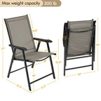 Yaheetech Lot de 4 chaises de salle à manger pliantes pour terrasse avec dossier et accoudoirs