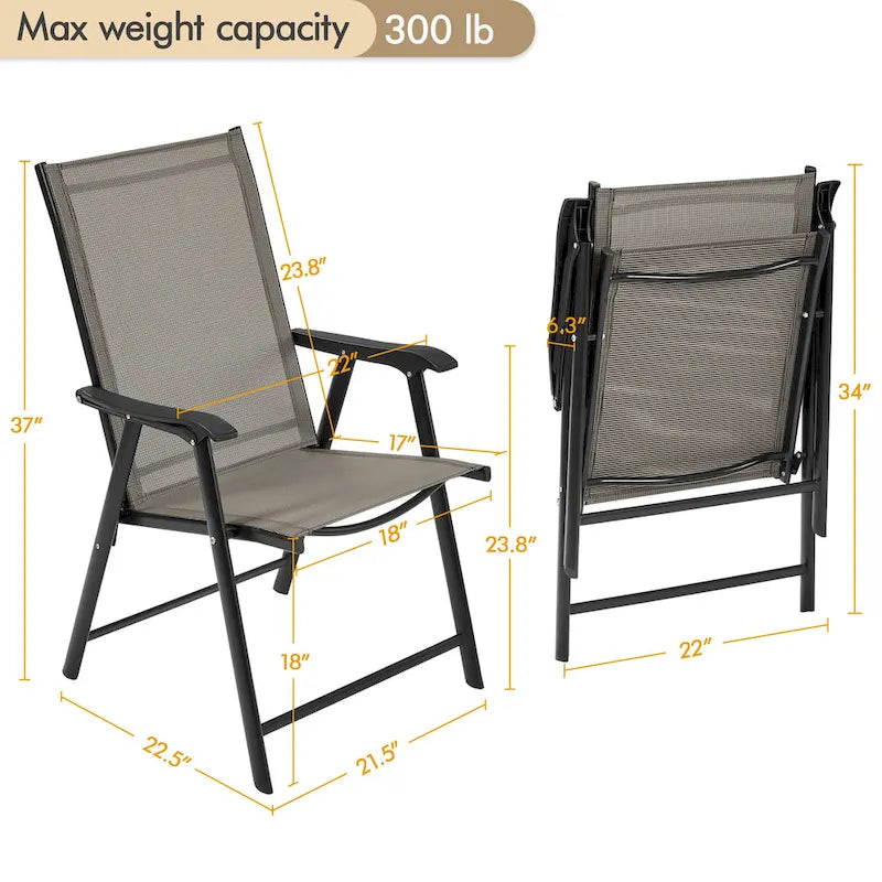 Yaheetech Lot de 4 chaises de salle à manger pliantes pour terrasse avec dossier et accoudoirs