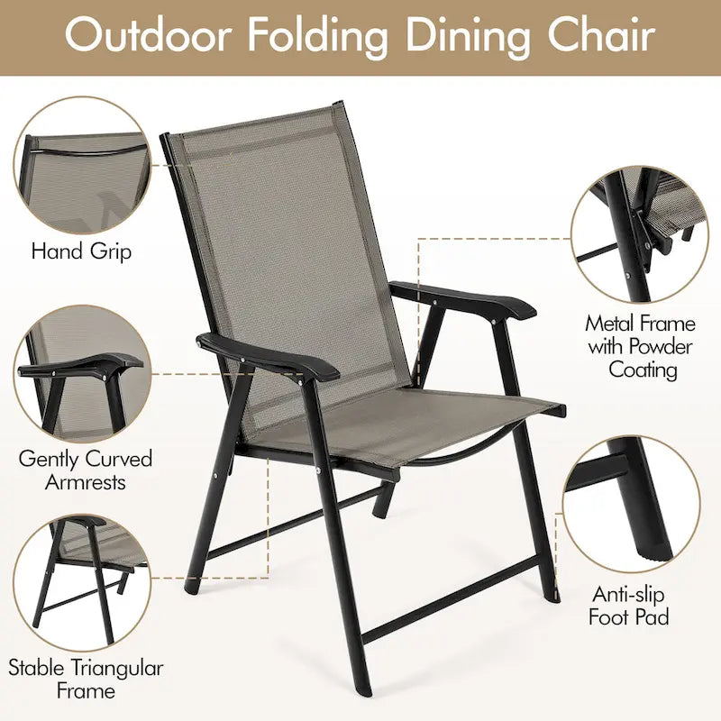 Yaheetech Lot de 4 chaises de salle à manger pliantes pour terrasse avec dossier et accoudoirs