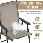 Yaheetech Lot de 4 chaises de salle à manger pliantes pour terrasse avec dossier et accoudoirs