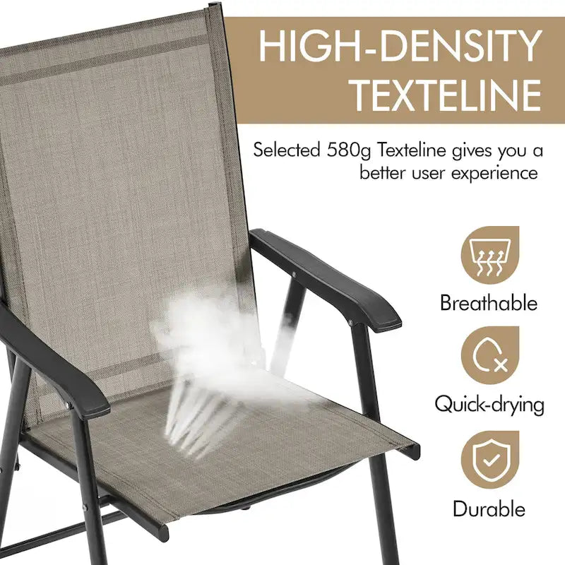 Yaheetech Lot de 4 chaises de salle à manger pliantes pour terrasse avec dossier et accoudoirs