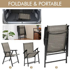 Yaheetech Lot de 4 chaises de salle à manger pliantes pour terrasse avec dossier et accoudoirs