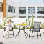 Yaheetech Lot de 4 chaises de salle à manger pliantes pour terrasse avec dossier et accoudoirs