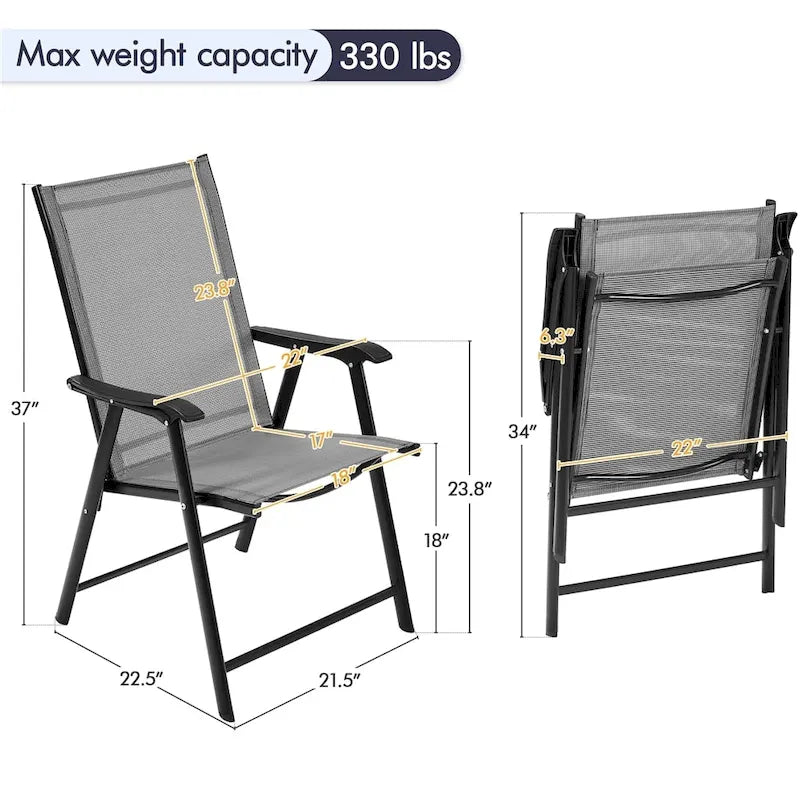 Yaheetech Lot de 4 chaises de salle à manger pliantes pour terrasse avec dossier et accoudoirs