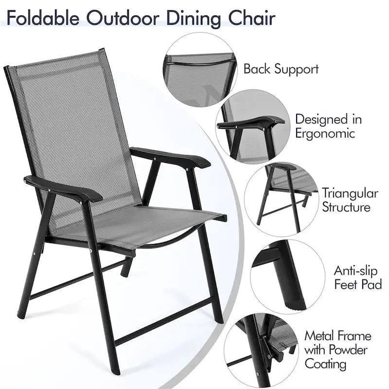 Yaheetech Lot de 4 chaises de salle à manger pliantes pour terrasse avec dossier et accoudoirs