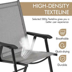 Yaheetech Lot de 4 chaises de salle à manger pliantes pour terrasse avec dossier et accoudoirs