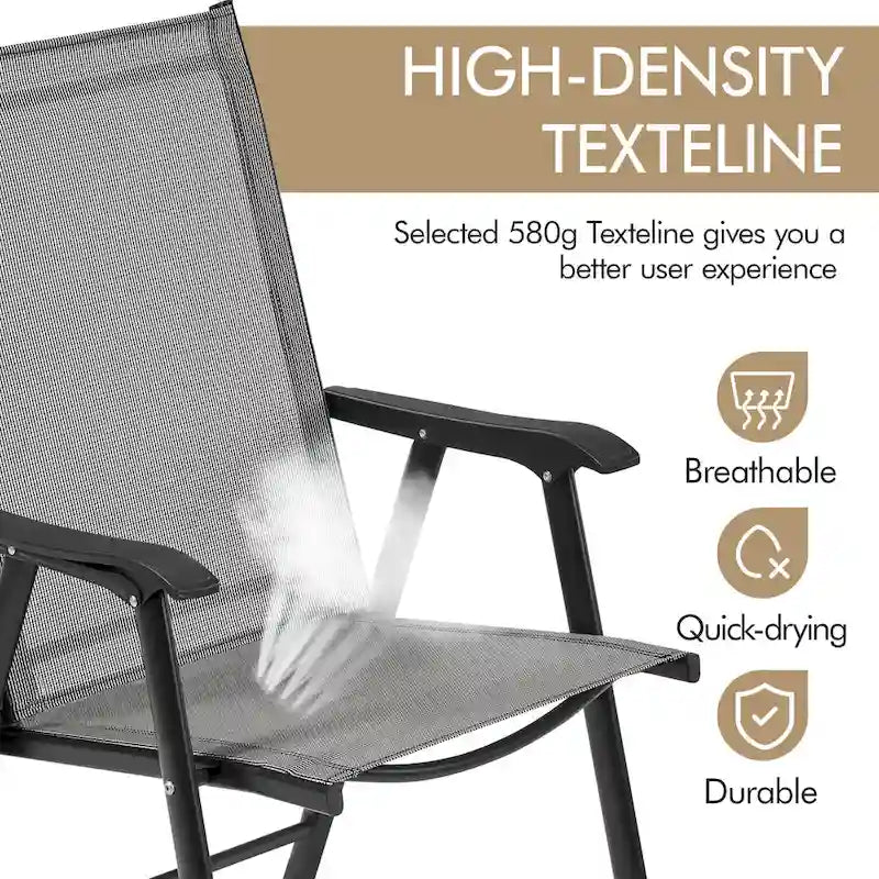 Yaheetech Lot de 4 chaises de salle à manger pliantes pour terrasse avec dossier et accoudoirs