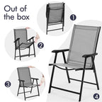 Yaheetech Lot de 4 chaises de salle à manger pliantes pour terrasse avec dossier et accoudoirs