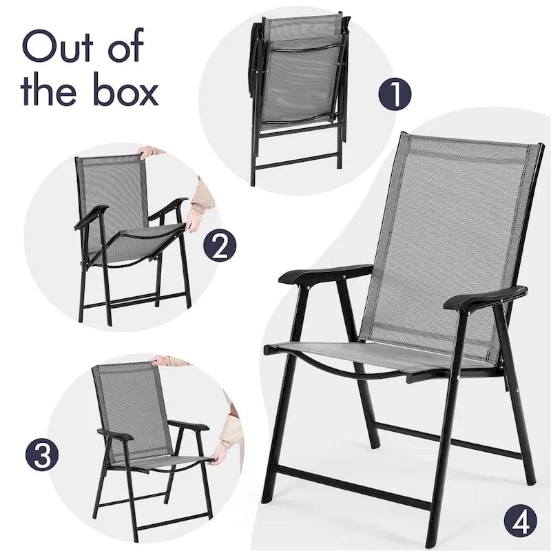 Yaheetech Lot de 4 chaises de salle à manger pliantes pour terrasse avec dossier et accoudoirs