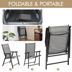 Yaheetech Lot de 4 chaises de salle à manger pliantes pour terrasse avec dossier et accoudoirs