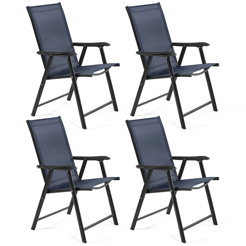 Yaheetech Lot de 4 chaises de salle à manger pliantes pour terrasse avec dossier et accoudoirs