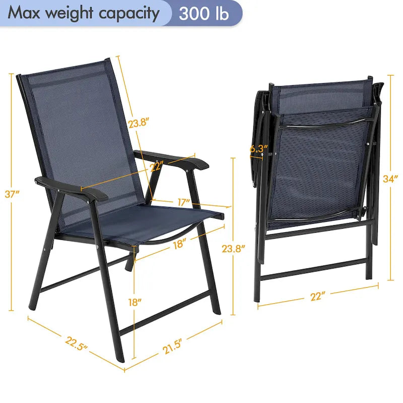 Yaheetech Lot de 4 chaises de salle à manger pliantes pour terrasse avec dossier et accoudoirs