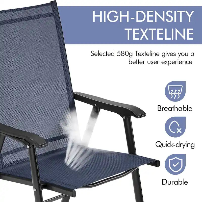 Yaheetech Lot de 4 chaises de salle à manger pliantes pour terrasse avec dossier et accoudoirs