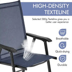 Yaheetech Lot de 4 chaises de salle à manger pliantes pour terrasse avec dossier et accoudoirs