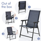 Yaheetech Lot de 4 chaises de salle à manger pliantes pour terrasse avec dossier et accoudoirs
