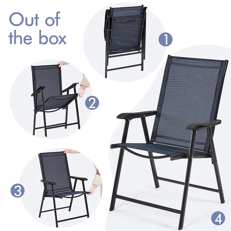 Yaheetech Lot de 4 chaises de salle à manger pliantes pour terrasse avec dossier et accoudoirs