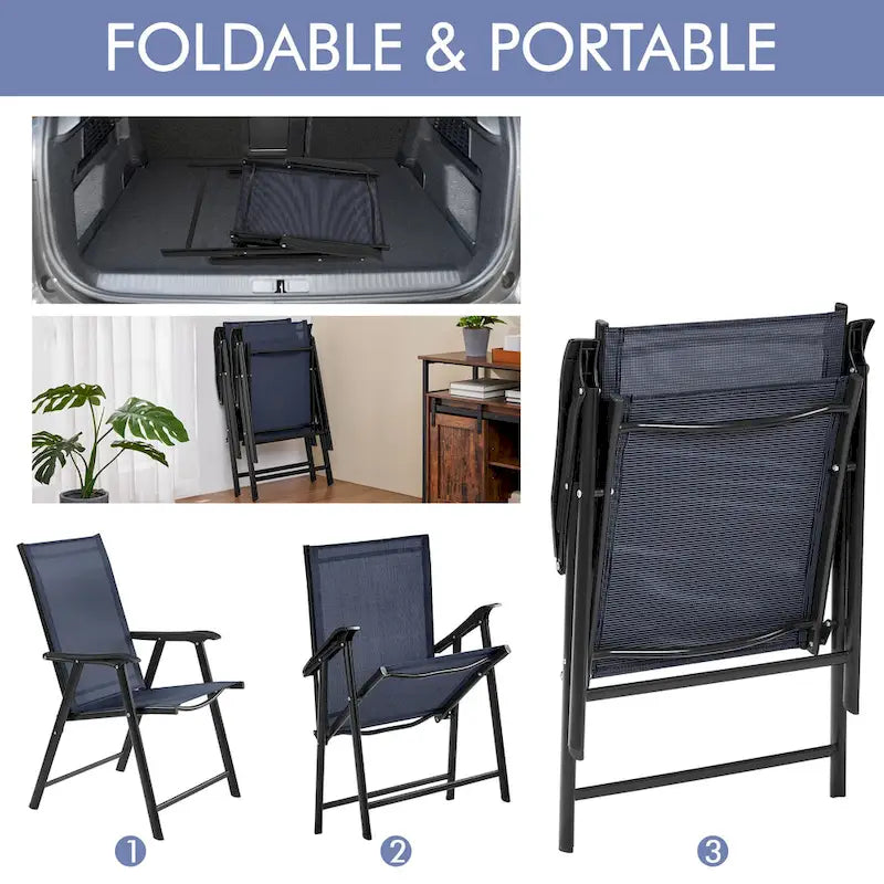 Yaheetech Lot de 4 chaises de salle à manger pliantes pour terrasse avec dossier et accoudoirs