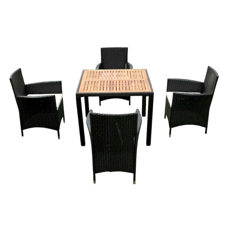 Ensemble de salle à manger d'extérieur en osier 5 pièces