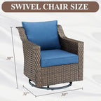 Ensemble bistro de patio pivotant à 360° en résine tressée avec coussin moelleux - Marron