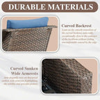 Ensemble bistro de patio pivotant à 360° en résine tressée avec coussin moelleux - Marron